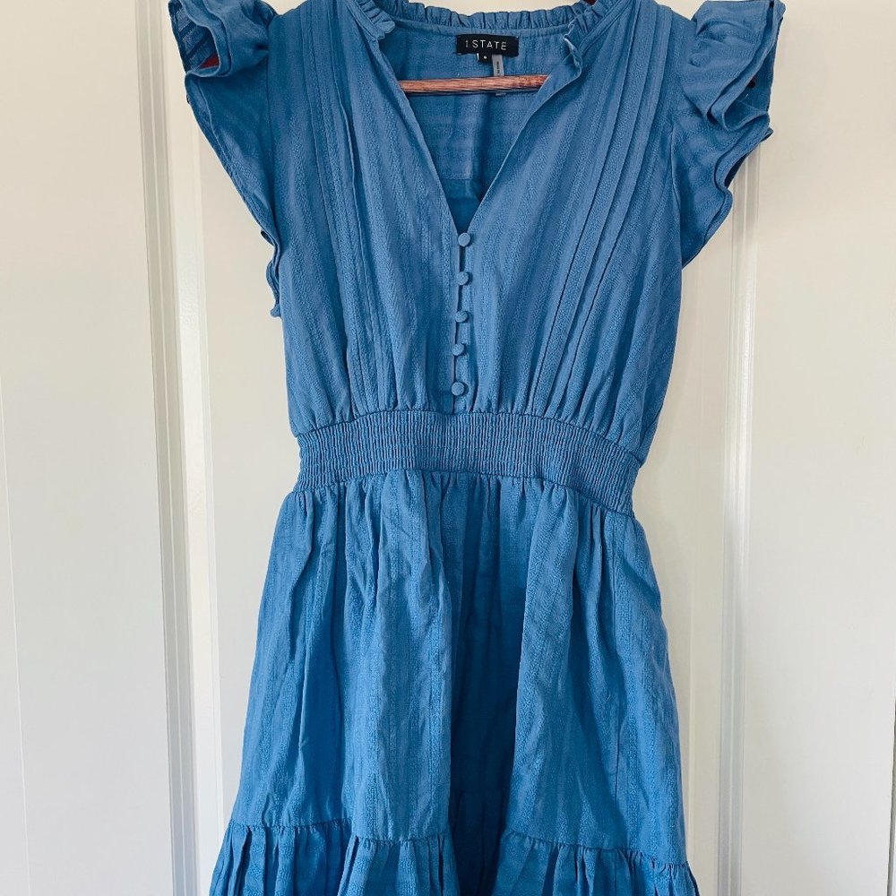1.STATE Flutter Sleeve Button Front A Line Mini Dress S